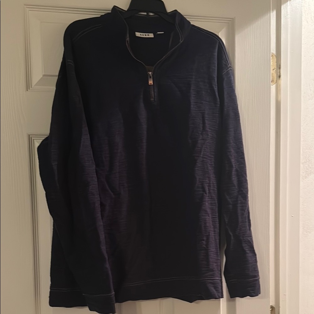 Classic Blue Zip Up Sweater with Cozy Knit